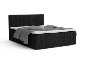 LON IV 200x200 Cord Poso 135 Schwarz Boxspringbett Komplettbett Polsterbett Cord-Samt Deine Möbel