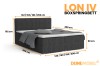Maße des LON IV Boxspringbetts: Übersicht der verschiedenen Breiten und Höhen.