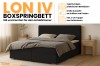 Produktübersicht Lon IV Boxspringbett mit Highlights zu Bettkästen und Matratzen-Topper.