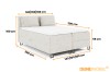Abmessungen des Boxspringbettes in verschiedenen Breiten: 140, 160 und 180 cm.
