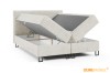 Boxspringbett in Beige mit zwei offenen Bettkästen für praktischen Stauraum.