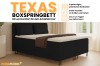 Modernes schwarzes Texas Boxspringbett mit Bettkasten und Kaltschaum-Topper im Schlafzimmer.