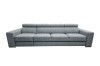 Großzügiges 4-Sitzer Sofa in Grau mit verstellbaren Kopfstützen vor weißem Hintergrund.