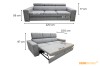 Technische Zeichnung mit Maßen für das Sofa Elmo (220 cm) inklusive Schlaffunktion.