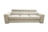 Modernes 3-Sitzer Sofa in Beige mit verstellbaren Kopfstützen auf weißem Hintergrund.