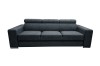 Dunkelgraues 3-Sitzer Sofa mit verstellbaren Kopfstützen auf weißem Hintergrund.