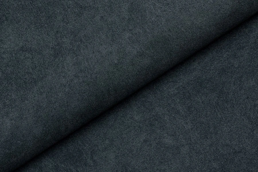 Nahaufnahme der dunkelgrauen Polsterstoff-Struktur für Sofas.
