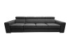 Großes dunkelgraues 4-Sitzer Sofa mit Kopfstützenfunktion vor weißem Hintergrund
