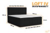 Maße für Boxspringbett Loft IV in Schwarz: 210 cm Länge und Kopfteil mit 120 cm Höhe.