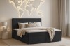 Modernes schwarzes Boxspringbett Loft IV mit Cord-Bezug im stilvoll eingerichteten Schlafzimmer.