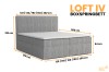 Maße des grauen Boxspringbetts LOFT IV mit Cord-Bezug im Überblick.