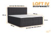Maßskizze für das Loft IV Boxspringbett mit Breiten von 120 cm bis 202 cm.