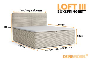 LOFT III 160x200 Poso 38 Creme Boxspringbett Komplettbett Polsterbett Deine Möbel