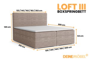 LOFT III 160x200 Poso 02 Beige Boxspringbett Komplettbett Polsterbett Deine Möbel