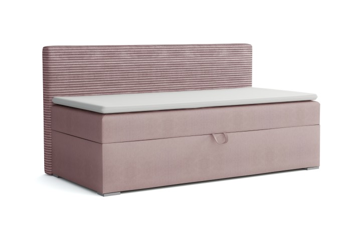 Rosa Kindersofa MATI mit stilvoller Cord-Optik an der Rückenlehne und bequemer Polsterung.