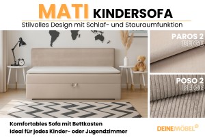 MATI 90x200 Poso 2/Paros 2 Beige Boxspringbett Polsterbett Komplettbett Deine Möbel