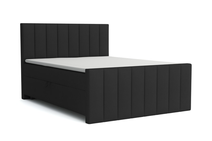 FEN 180x200 Velour Kronos 7 Schwarz Boxspringbett mit Bettkasten Deine Möbel