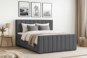 FEN 140x200 Velour Paros 6 Grau Boxspringbett mit Bettkasten Deine Möbel