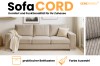 Product presentation of the sofa CORD with details on the bedding box and colour selection.