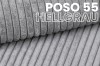 Detailaufnahme von hellgrauem Cord-Stoff Poso 55 für Polstermöbel.