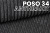 Nahaufnahme der gerippten Struktur des Cord-Stoffs Poso 34 in Anthrazit.