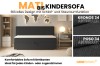 Anthrazitfarbenes Matbis Kindersofa mit Schlaffunktion und Bettkasten für Jugendzimmer.