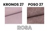 Möbelstoff-Muster in Rosa: Samtstoff Kronos 27 und Cordstoff Poso 27 im Detail.