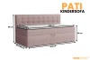 Maßskizze für das Pati Kindersofa in Rosa mit detaillierten Größenangaben.