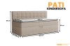 Detaillierte Maße des Pati Kindersofas: 205x90 cm mit ausziehbarer Liegefläche und Bettkasten.