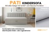 PATI Kindersofa in Hellgrau mit Schlaf- und Stauraumfunktion für das Kinderzimmer.