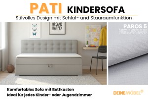 PATI 100x200 Paros 5 Hellgrau Boxspringbett Polsterbett Komplettbett Deine Möbel