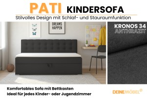 PATI 100x200 Paros 6 Dunkelgrau Boxspringbett Polsterbett Komplettbett Deine Möbel