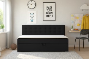 PATI 90x200 Kronos 7 Schwarz Boxspringbett Polsterbett Komplettbett Deine Möbel