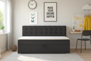 PATI 90x200 Paros 6 Dunkelgrau Boxspringbett Polsterbett Komplettbett Deine Möbel