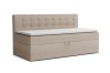 Beiges Kindersofa Pati mit Bettkasten und gestepptem Kopfteil