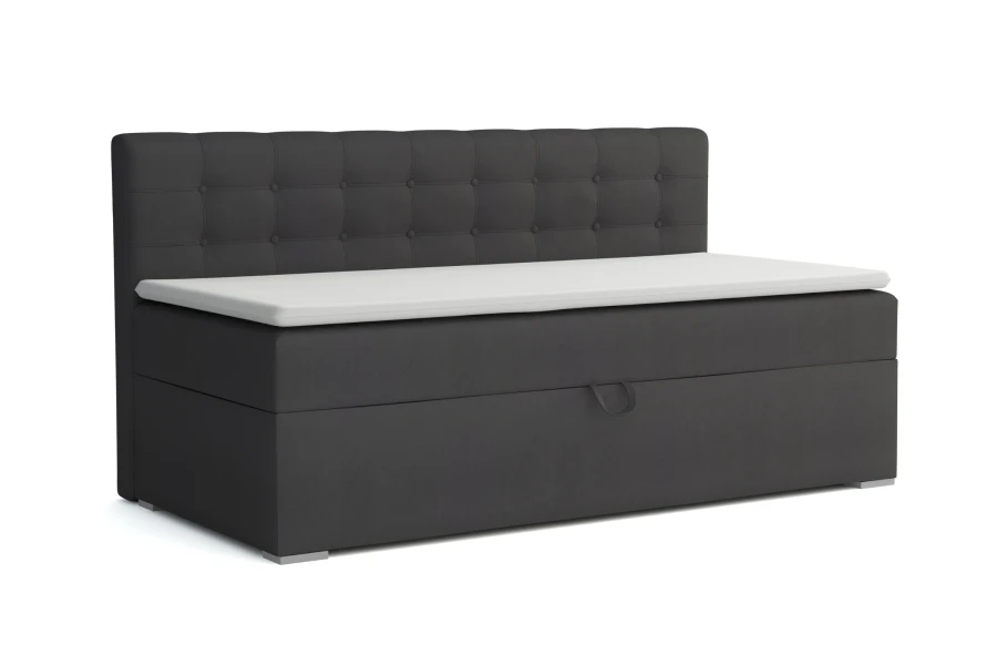 Anthrazitfarbenes Kindersofa Pati mit praktischem Bettkasten