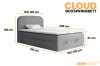 Maßgrafik für das Cloud Boxspringbett mit Breiten von 100 und 120 cm.