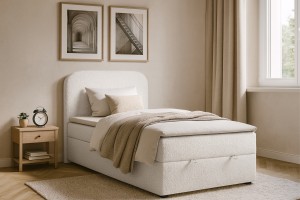 CLOUD 100x200 Abriamo 04 Weiß Boxspringbett mit Bettkasten Deine Möbel