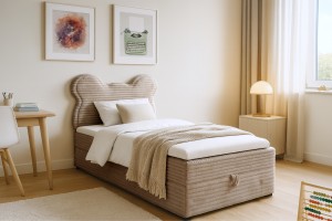 TEDDY 90x200 TILIA 11 Beige Boxspringbett Polsterbett Komplettbett für Kinder Jugendliche Deine Möbel