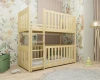 Holz-Etagenbett für Kinder in einem modern eingerichteten Zimmer mit Waldtieren auf der Tapete.