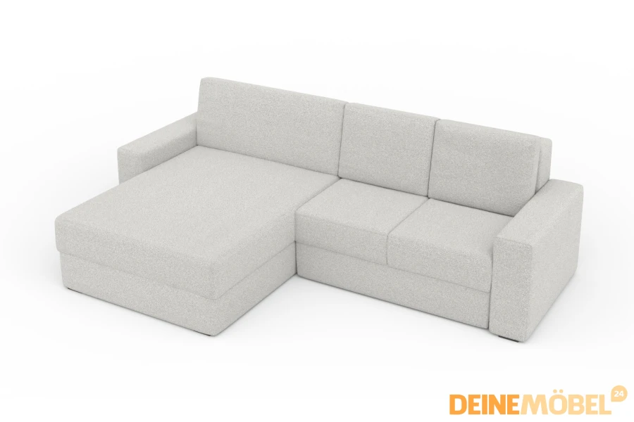 Modernes hellgraues Ecksofa in L-Form mit Ottomane links von Deinemöbel24.