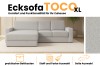 Ecksofa TOCO XL in Hellgrau mit Bettkasten und individueller Stoffauswahl für das Wohnzimmer.