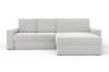 Hellgraues Ecksofa mit Ottomane auf der rechten Seite, modernes Design für das Wohnzimmer.