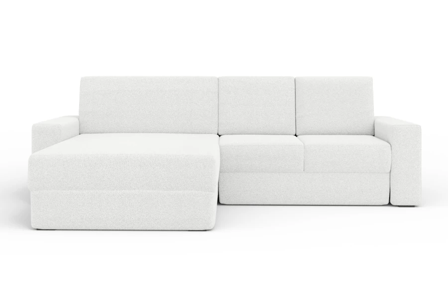 Modernes weißes Ecksofa in L-Form mit strukturiertem Bouclé-Bezug