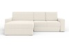 Modernes Ecksofa in Weiß, minimalistisches Design auf weißem Hintergrund.