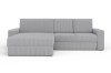 Moderne L-bank in lichtgrijs met cord-bekleding POSO 110.
