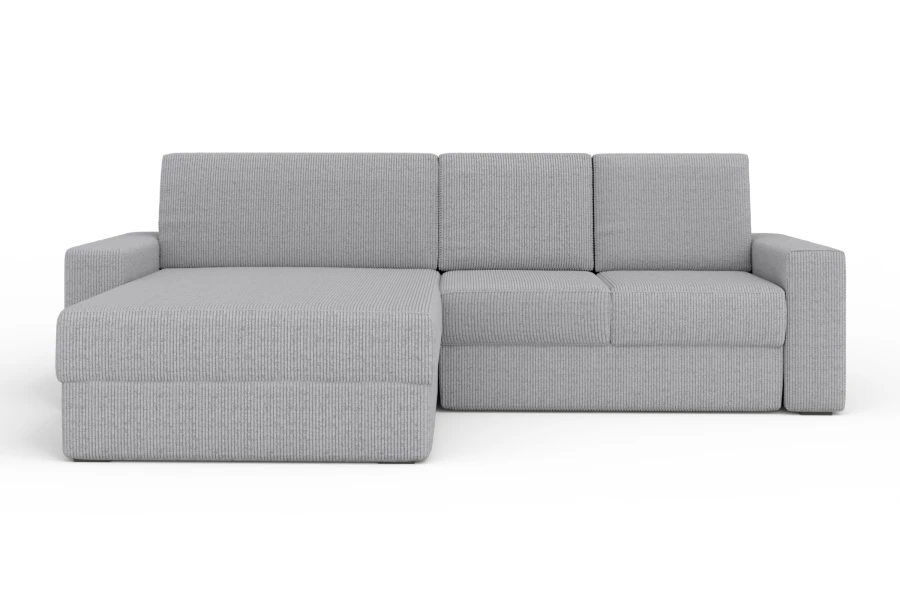 Modern L-sofa in light grey with cord cover POSO 110.