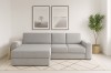 Graues Ecksofa mit Cord-Optik im skandinavischen Stil.