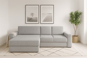 TOCO XL Ecksofa Wohnlandschaft mit Schlaffunktion Bettkasten, Schlafsofa in Cord Boucle Velours Deine Möbel 