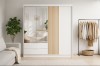 White cupboard with mirror and wooden slats in a bright room atmosphere